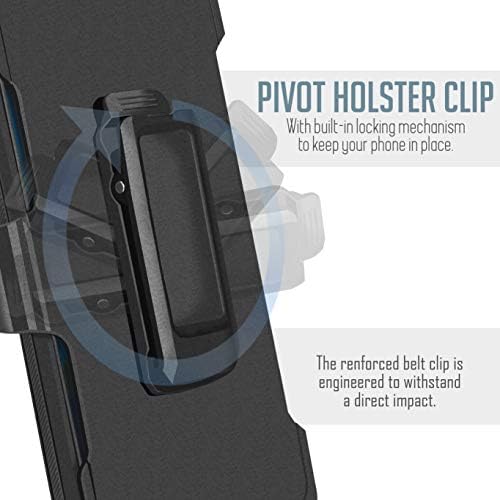 Thousandgear Предназначени за Motorola Moto G Stylus 4G 2022 с вградена защита на екрана, кобур с клип за колан, Поставка за крака, Защитен хибриден калъф, Въздействие калъф за телефон Heavy Duty Defender (черен)