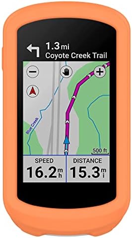 Lemspum Поддържани Защитни Силиконови Калъфи Замяна за Garmin Garmin Edge Explore 2 GPS Велосипеден Навигатор Защитни Капаци за дограма (Orange + бял)