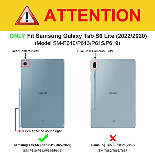 Последният комплект: Калъф за Samsung Galaxy Tab S6 Lite 10,4 инча 2022/2020, тънка поставка с магнитно-подвижни безжична клавиатура + Мека делото от TPU с възможност за гледане под раз