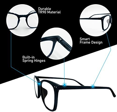 CSD Очила за четене със заключване синя светлина - Силни очила - Унисекс Очила за четене от екрана на компютъра, телевизора, телефона