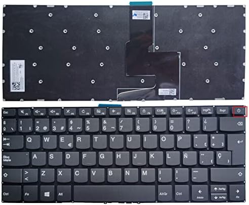 Клавиатура за лаптоп, съвместима за Lenovo IdeaPad 320-14 320-14ISK 320-14IKB 320-14AST 320 S-14IKB 320 S-14IKBR, без светлина (с бутон включване-изключване) (латинска клавиатура)