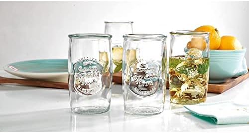 Glaver's Glass Tumblers Комплект от 4 чаши за пиене премиум–клас в италиански ретро стил, ръчно изработени – Елегантен Набор от прозрачни стъклени съдове с обем 20 грама за студените, разхладителни напитки, Палачинки,