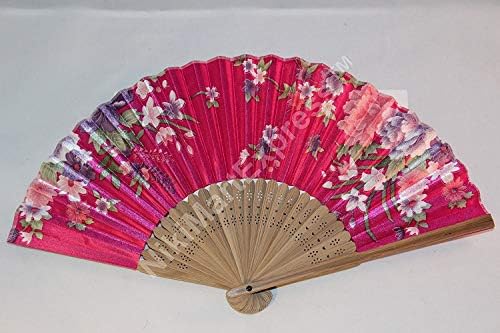 Фен Ръчно Сгъваеми Oriental Lady Brown от Бамбук и Коприна, Стенно Изкуство, Декорация (светло розово)