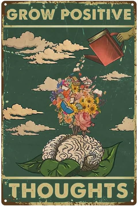 Ретро Стенен Метален Плакат С Положителни Мисли, Реколта Лидице Табела, Плакат с Цветя на главата на Момичето, Плакат с психичното здраве, Мотивационен Постер, Плак