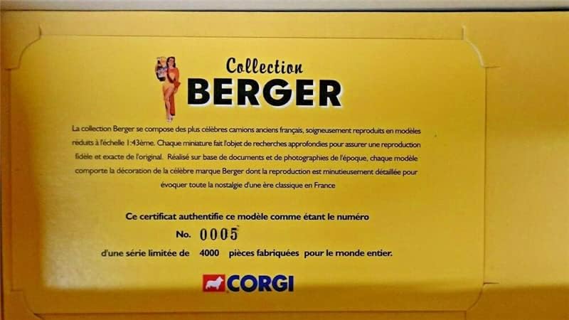 Corgi 100 кг Fourgon Berger Лимитирана серия 1/43, ФОРМОВАНИ ПОД НАЛЯГАНЕ, Готов модел камион