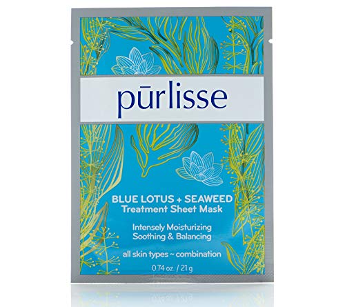 purlisse Blue Lotus + Маска от листа на морски водорасли: безмилостен и чиста, без парабени и сулфати, противовоспалительная, интензивно хидратиращ | маска за Еднократна употреба