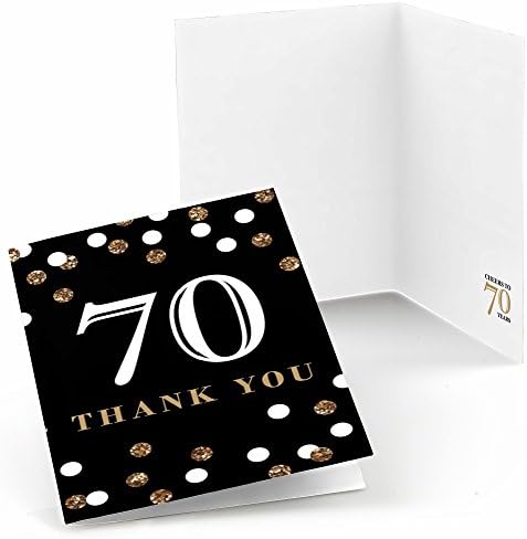 Голяма точка за щастие на 70-ия рожден ден за възрастни - Златни Поздравителни картички за парти по случай рождения ден (общо 8 броя)