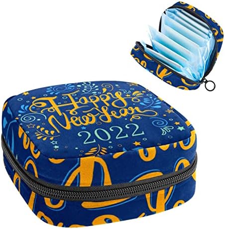 Чанта за съхранение на хигиенни кърпички, чанта за съхранение на дрехи, чанта за хигиенни тампони, малко косметичка, Happynewyear2022 Blue