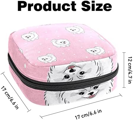 Сладкото кученце с розова чанта за съхранение на хигиенни кърпички, торбичка за менструални чаши, държач за подложки за хранене, пакети за тампони