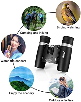 Компактен бинокъл BIJIA 12x22 HD Mini за деца и възрастни, лов, наблюдение на Бардами, концерти, спорт и отдих (най-Новата технология за нанасяне на покритие на оптика)