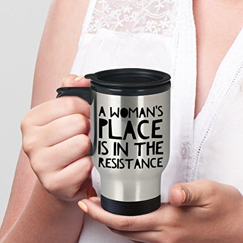 Подарък феминистка чаша HollyWood & влакното наблизо - на Мястото на жените в Чаша съпротива, Пътна Кафеена Чаша от неръждаема Стомана с капак - Феминизъм
