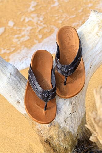Мъжки плажни сандали OLUKAI Меа Ola, Кожени джапанки премиум-клас, Компресиране формованная стелка и удобна засаждане, дизайн с лазерно гравиране