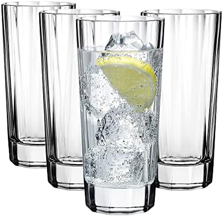 Комплект Гол Hemingway от 4 Кристални Чаши за хайбола 10,5 грама |Без съдържание на олово|, Чаши за Коктейли, Бира, Вода, Сок, студен Чай, Стъклени Съдове за сок, за къща
