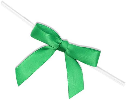Зелени сатен завязки-лъкове за пакети с деликатеси (100 опаковки)