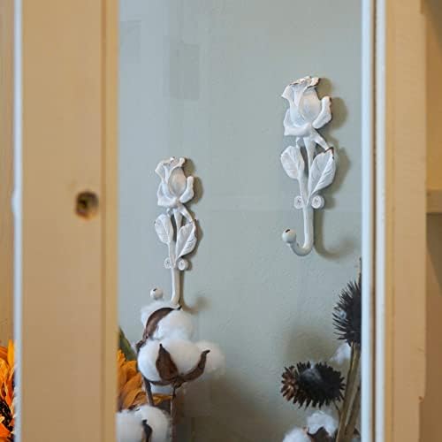 ДИЗАЙН SOFFEE 2 бр. Бели Единични Куки 3D Рози Цвете в Стил Ретро, за да украсят стените на Стаята, Палто, Шапка, Шал, Подвесная Закачалка, Входни Тежки Куки, Домашен Декор