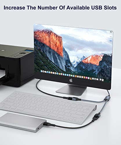 USB Сплитер Itramax Y-Образен кабел с дължина 1 метър, Конектор USB удължител от 1 мъже 2 жени, hub-удължителен кабел с двоен USB порт, адаптер за разделяне на данни и зарядно устройство за Mac, автомобила, лаптоп,