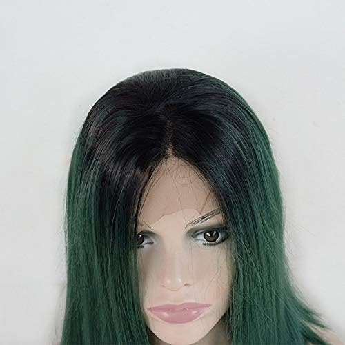 YTOOZ Тъмно-Зелено-Черен Химически влакнести предни завързана прическа БОБ висока температура Тел, може да бъде боядисана Завеса за коса (Размер: 18 )