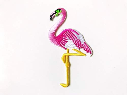 TH Розово Фламинго Птица, Животно Сладък Карикатура Шият Желязо на Вышитую Приложението Икона Знак Кръпка Облекло