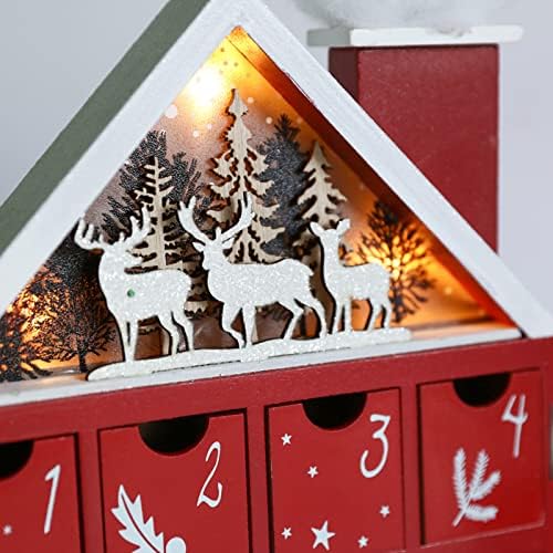 Дървена Коледен Адвент-Календар за Обратно Броене до Коледа LED Празнична Украса за Дома на Масата Офис, Магазин Входната Врата на 24-Кутия За Съхранение