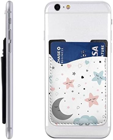 Сладък Калъф за телефон със Звездите, Държач за карти, Самоклеящийся калъф за кредитни карти от изкуствена кожа, ID за смартфон, с размери 2,4x3,5 инча