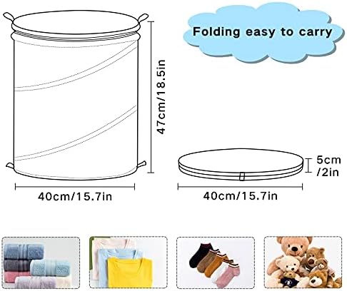 Гъби Всплывающая Кошница за дрехи, С Капак с цип, Сгъваема Кошница за Дрехи С Дръжки, Сгъваема Кошница За Съхранение, Органайзер за Дрехи за Пътуване, Пикник, Лагери