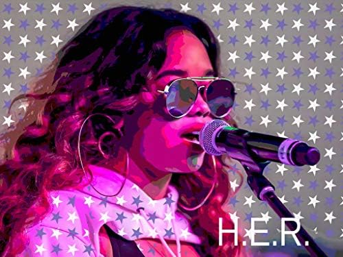 H. E. R. R &B Горещ Портрет на Певицата RNB Музика Невероятен Уникален Интериор в стил Поп-Арт Стени 16x12 Печат на Плакат