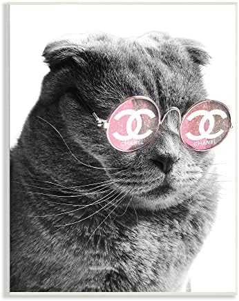 Модерен котка Stupell Industries В Бляскави Розови слънчеви очила, Дизайн Ziwei Li