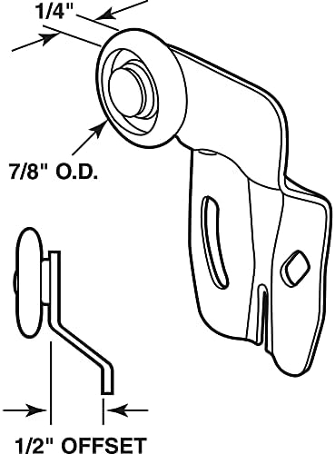 Валяк за вратите на гардероба Prime-Line MP6505, Заден, С офсетов 1/2 инча, Нейлоновое колелото 7/8 инча, (в опаковка), 2 бр.