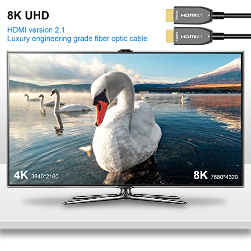 Високоскоростен оптичен кабел HDMI 8K, Високоскоростен HDMI кабел, HDMI кабел, оптичен кабел HDMI дължина от 30 метра (48Gpbs, 8K / 60Hz), Тънък и гъвкав оптичен кабел HDMI е съвместим с