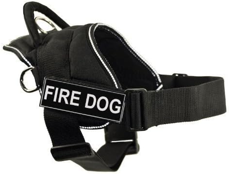 Шлейка DT Забавни Works, Пожарна куче, Черно, с светоотражающей покритие, размер на Средната дебелина: от 28 до 34 см