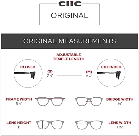 Магнитни очила за четене Clic, Компютърни Ридеры, Сменяеми лещи, Регулируеми лък тел, Оригинални, (S-M, Прозрачни, Увеличаване на 2,50)