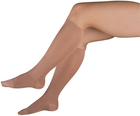 Blue Jay, Луксозен медицински марка, Прозрачни хирургически чорапи Support за улесняване на Компресия чорапи с най-високо коляното и затворени пръсти, Голяма медицински облекла за краката, 20-30 мм hg.ст