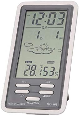 UXZDX CUJUX DC801 Голям LCD Дигитален Термометър Температурата на закрито/открито, Влагомер, Влага, Часовници