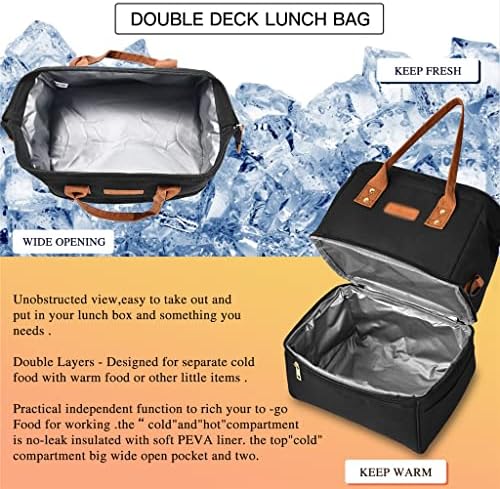 CCBUY Преносима чанта за Обяд, Изолиран Обяд-Бокс, Чанта-хладилник, Голяма Двупластова Чанта За Съхранение на Контейнери за Вечеря с пагон (Цвят: A)