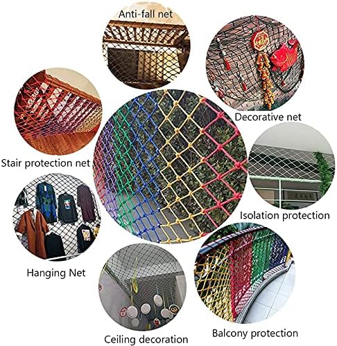 Цветна найлон Детска Защитна мрежа От падане Балкон прозорец Стълбата на Палубата Футболно игрище Ограда Защита на Детето Котка Куче AFGZQ (Цвят: въже 6 мм, размер: 2x5 м (7x16 фута))