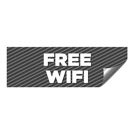 CGSignLab | Free WiFi -Stripes Grey Сверхпрочная Промишлена Самозалепваща Алуминиева Стикер на стената | 36 x12