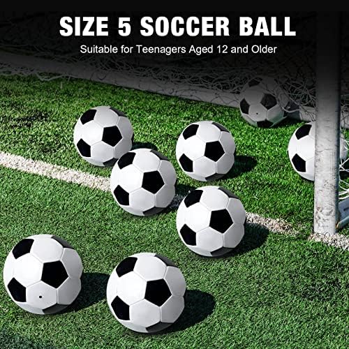 Yunsailing 12 Опаковки Спортни Футболни топки Размер 5, с Помпа за Младежи, Деца, Момичета, Момчета, Възрастни, Черно и Бяло