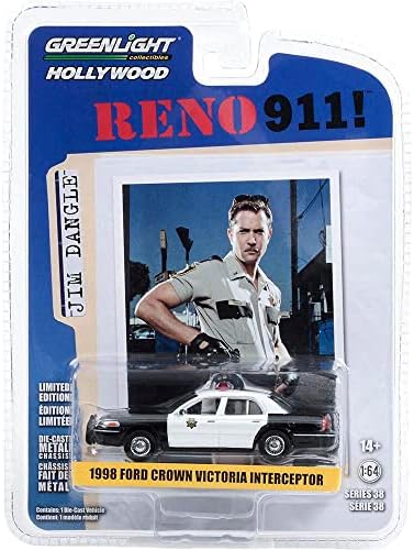 Greenlight 44980-B 38-Аз съм Холивудска поредица - Рено 911! - Прехващачи на полицията Краун-Виктория на лейтенант Джим Дэнгла 1998 година на издаване - Отделът на шерифа Рено, хвърли под налягане в мащаб 1/64