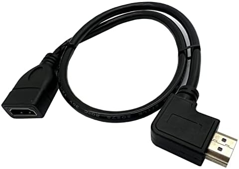 Удлинительный кабел Halokny HDMI, Високоскоростен Адаптер между мъжете и жените под ъгъл 90 Градуса, Позлатени Удължител за HDMI за телевизори, преносими компютри - 50 см (M /F