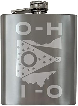 Подаръчен комплект за правоъгълна флакони Ohio - 7 унции с надпис флага на щата Охайо | Чудесен подарък на тема Охайо и е идеален за жителите на щата Охайо