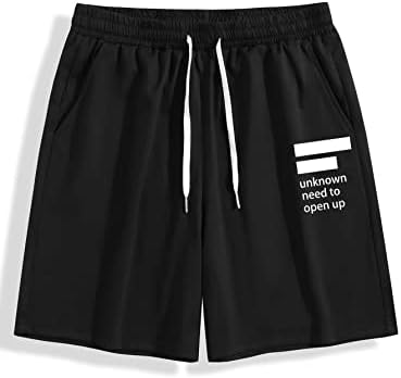 FIOXA Комплект дрехи от две части за мъже, тениски с надпис и шарени и къси панталони с завязками (Цвят: многоцветен, Размер: Средно)