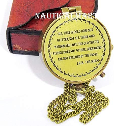 Месинг компас NauticalMart (Всички златното НЕ Блести /Вдъхновяваща подарък / на Магнитен компас за навигация / Джобен компас за къмпинг, разходки, обиколки ... ...)