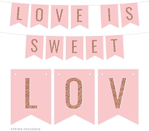 Руж Andaz Press Розов цвят, с пайети от изкуствена розово злато, Накити за банери за партита, Love is Sweet, Около 5 фута, 1 Комплект, Рожден Ден, Сватба, Детски Душ, Цветен Окачен ?