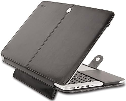MOSISO е Съвместим с MacBook Pro 15 инча Retina (A1398, версия 2015/2014/2013/края на 2012), калъф-поставка за портфейл от изкуствена кожа, черен
