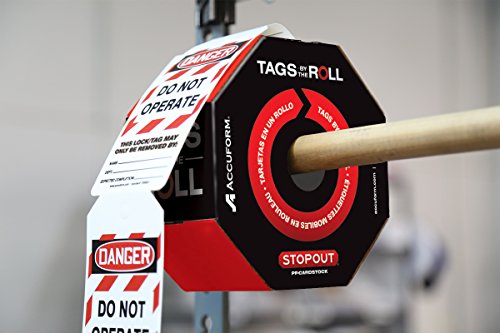 Блокиране на етикети Accuform 100 роли В Опасност Не се задейства, Етикети, съответстващи на изискванията на OSHA, произведени в САЩ, Устойчиви на разкъсване и вода от картон PF, 6,25 x 3, TAR404
