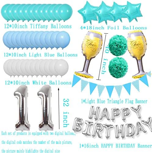 Бирюзово-Синята Набор от Бижута на 43-ти Рожден Ден, Балони с Надпис честит рожден Ден, цветя с pom-помераните, латексови балони, Балони балони, Банер с триъгълен Флаг з