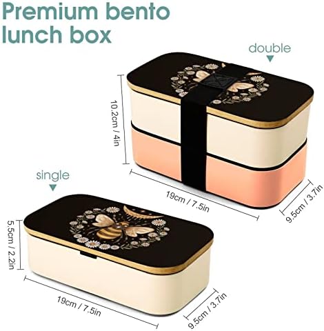 Кутия за обяд Honey Bee Moon Bento Lunch Box Херметични Контейнери за храна Bento Box с 2 Отделения за Пикник в Офиса