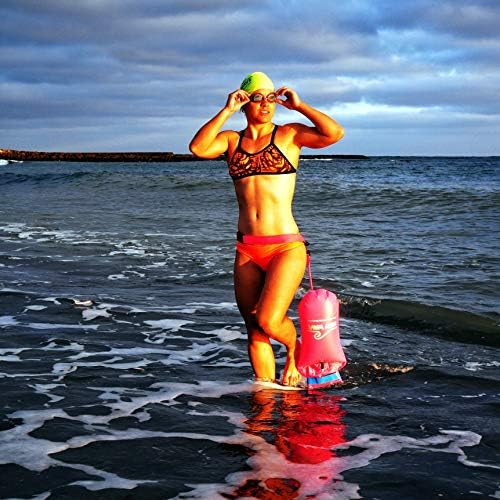 Плувен шамандура New Wave за плувци в открити води, триатлетите и само от вашите приятели на по плуване - Теглене на плувка за безопасно обучение плуване, каякингу и сноркелингу (розово PVC Среден-15 л)