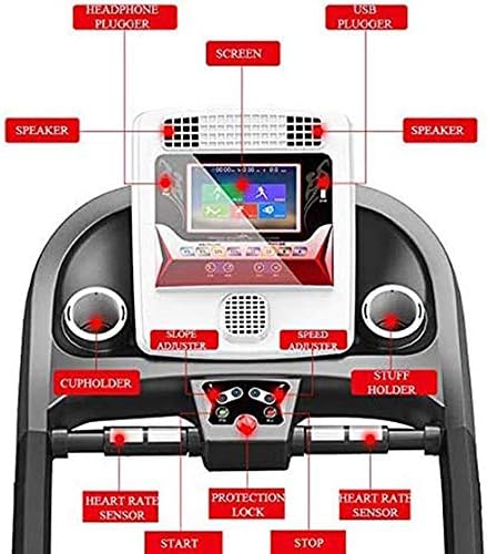 Бягаща пътека, Сгъваема Електрическа бягаща пътека, с възможност за наклон до 15°, 5-инчов LCD дисплей, с Подстаканником, Максимална скорост 16 км / ч, Подходящ за домашна и офис фитнес оборудване