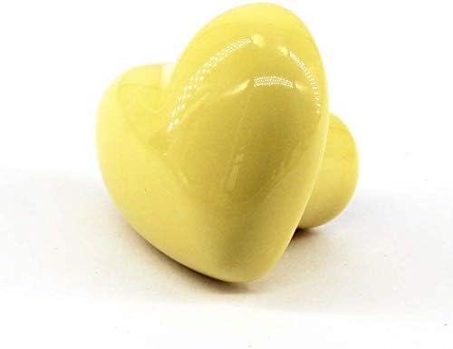 Жълта Дръжка чекмедже Керамични Дръжки за шкафа Дръжка за детска Стая във формата на Сърце за чекмеджета шкафа (опаковка от 8 винтове в комплекта)
